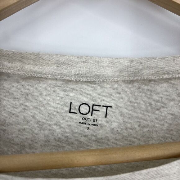 Loft Outlet T Shirt Size Small Gray Striped Long Sleeve Knit Top Crew Neck - Picture 4 of 9